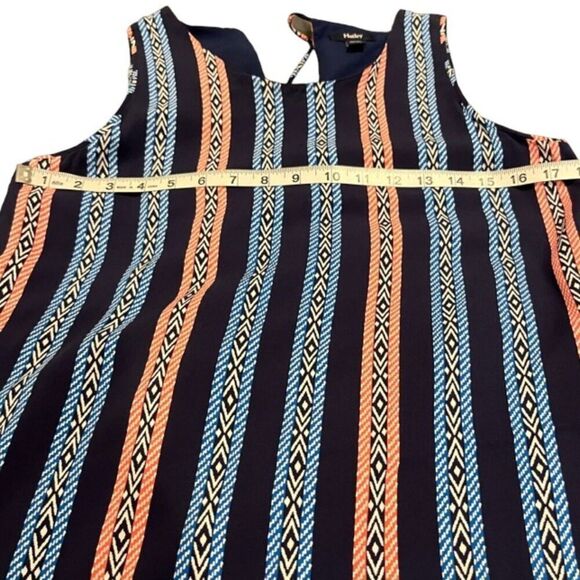 Hatley Meghan Dress Navy Blue Pink Herringbone Stripes Back Tassel Size Small - Picture 12 of 13